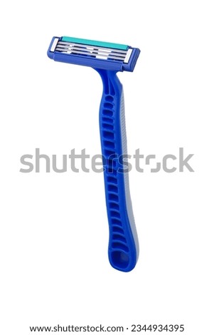 Front view of a disposable razor isolated on a white background. Full depth of field.