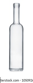 Front View Of Empty Clear Glass Bottle Isolated On White