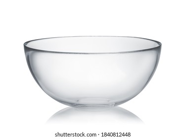 Front View Of Empty  Glass Mixing Bowl Isolated On White