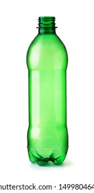 Front View Of Empty PET Plastic Green Bottle Isolated On White