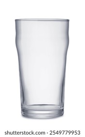 Front view of empty pint beer glass isolated on white