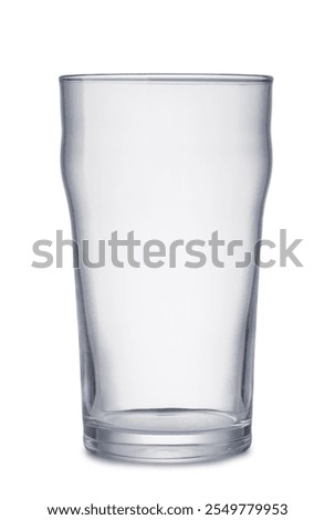 Front view of empty pint beer glass isolated on white