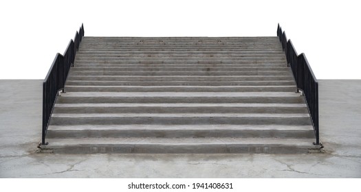 Front view of empty stairs on isolated white background