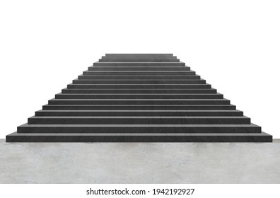 Front view of empty stairs on isolated white background