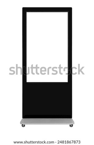 Front view empty Touch screen information vertical board isolated on white background