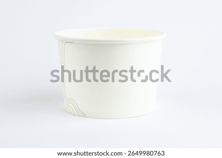 Front view of empty white disposable paper bucket isolated on white