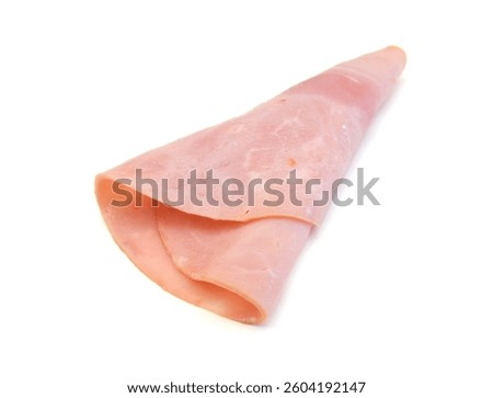 Front view of folded slice of lean pork ham