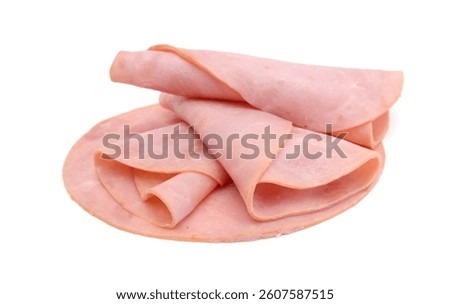 Front view of folded slice of lean pork ham