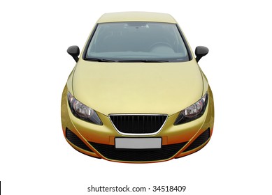 front view of gold car isolated