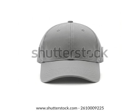 Front view gray baseball cap isolated on white background.