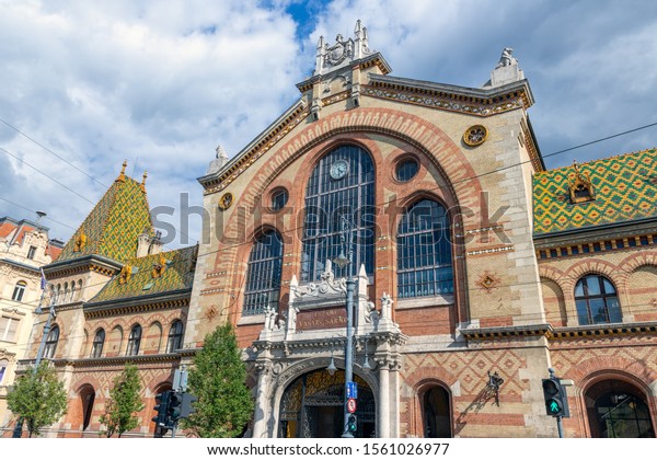 Front view of Great Market\
Hall Budapest, the largest and oldest indoor market in Budapest,\
Hungary,