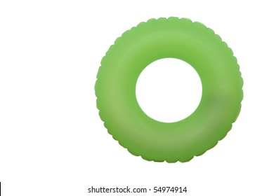 Front View Of Green Rubber Ring For Swimming Pool