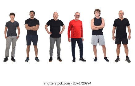 front view of a group of men sportswear isolated on white - Powered by Shutterstock