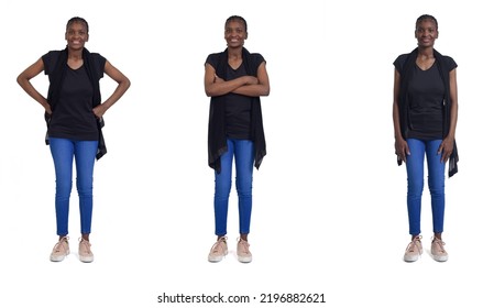 Front View Of  A Group Of Same Woman On White Background