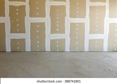 Front View Of Gypsum Wall With Joints At Building Site