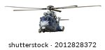 Front view of helicopter in flight isolated on white background. This has clipping path.          