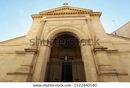 The front view of imperial chapel in Ajaccio, capital of South Corsica island, France.