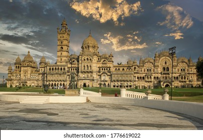 Front view of the Lakshmi Vilas Palace in the state of Gujarat, was constructed by the Gaekwad maratha family, who ruled the Baroda State