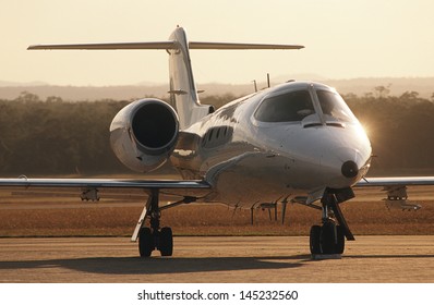 Front View Lear Jet On Tarmac