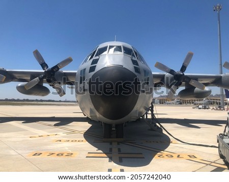 Front view of a military airplane