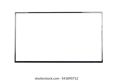 Front View Of Modern Blank High Definition LCD Flat Screen TV Monitor, Isolated On White Background