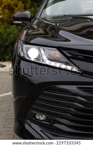 Front view of modern car Toyota Camry. (September 2, 2022, Ukraine)