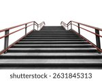 Front view of modern empty wide stairs on isolated white background.
