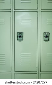 Front view of new school lockers.