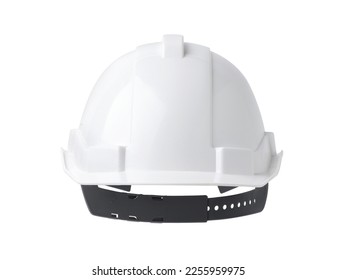 Front view of A new white safety helmet isolated on white background. Clipping path. - Shutterstock ID 2255959975