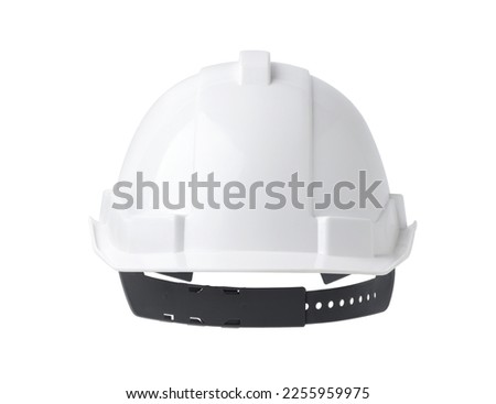 Front view of A new white safety helmet isolated on white background. Clipping path.