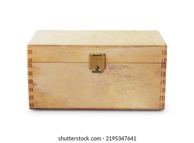 Front View Of Old Plywood Box Isolated On White