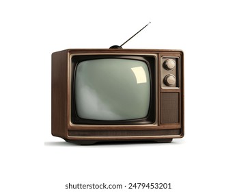 Front view old vintage tv isolated on white background