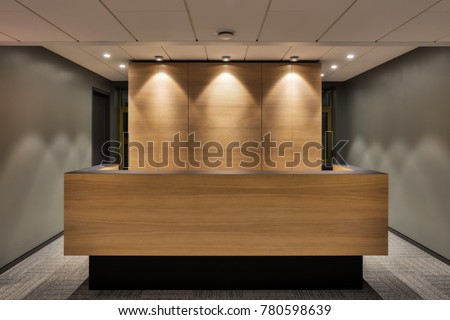 Front view on the reception desk