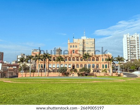 Front view of Palacio de Los Lopez at Costanera Asuncion, Paraguay, august 16th 2025.