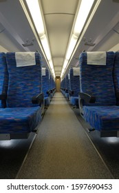 The Front View Of  Passenger Seat In The Empty Train.