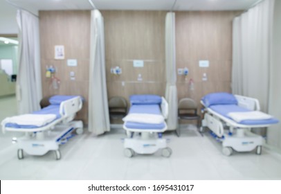 Front View Of Patient's Room And Seperate Section Curtain In Emergency Room
