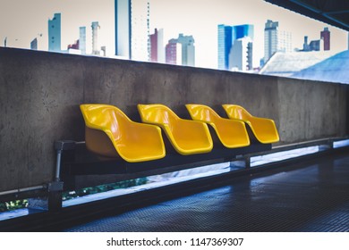 Front View Photo From A Empty Sit In The Subway Station