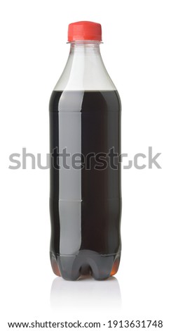Front view of plastic cola bottle isolated on white