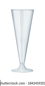 Front View Of Plastic Disposable Champagne Flute Isolated On White