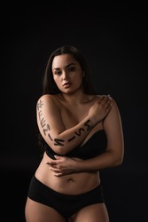 plus size model, big breast size Stock Photo by larisikstefania