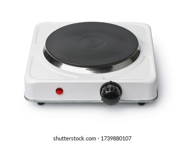 Front View Of Portable Single Burner Electric Stove Isolated On White