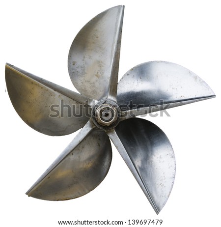 a front view of a propeller of a boat