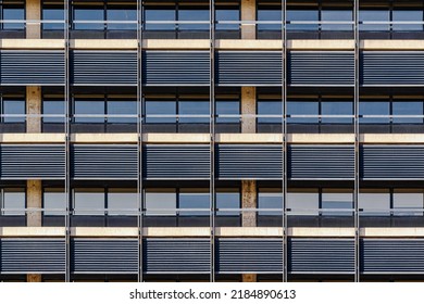 Front View Of Public Housing Apartments Or Office Around Philadelphia City Hall, USA, Grid Pattern, Building Industry And Travel Concept