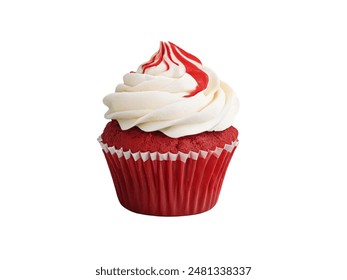 Front view red cup cake with white cream isolated on white background - Powered by Shutterstock