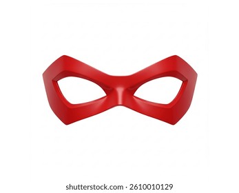Front view red superhero eye mask isolated on white background.
