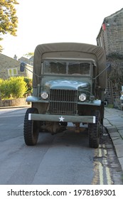 Front View Of A Restored US Military Truck Without A Winch. Haworth, Yorkshire, UK, 22-05-2021