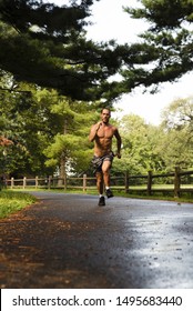 Front view of runner in park