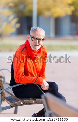 Similar – Image, Stock Photo Senior Man Exercising In Park