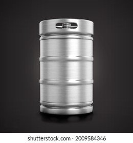 Front view shiny metallic beer keg isolated on matte background. - Powered by Shutterstock