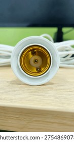 front view of a single E27 light bulb socket or lamp holder
